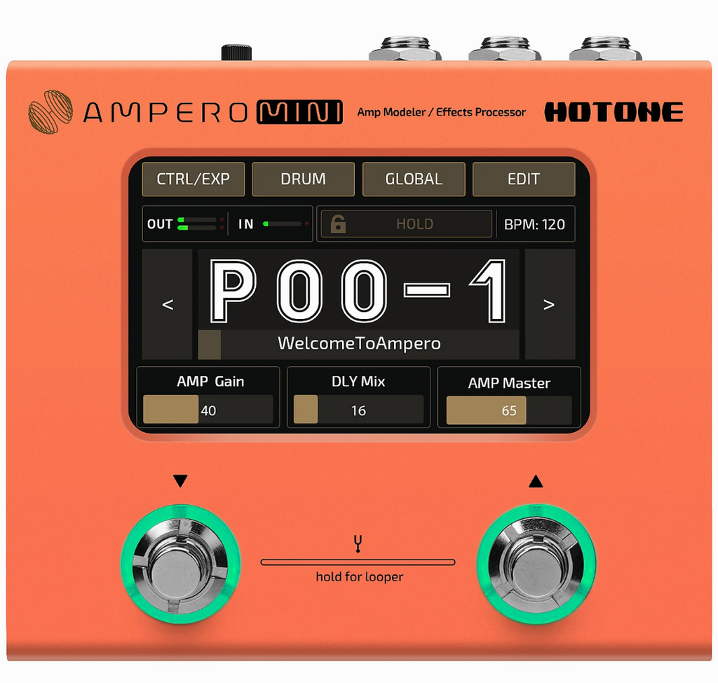 Hotone Ampero Mini Guitar Multi-Effects Pedal (Orange)