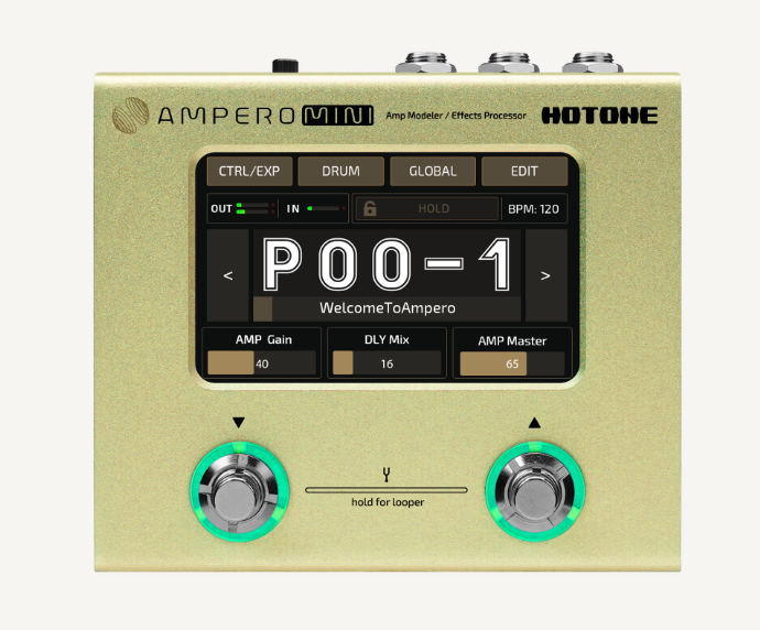 Hotone Ampero Mini Guitar Amp Modeler & Effects Processor Pedal, Marigold - CBN Music Warehouse