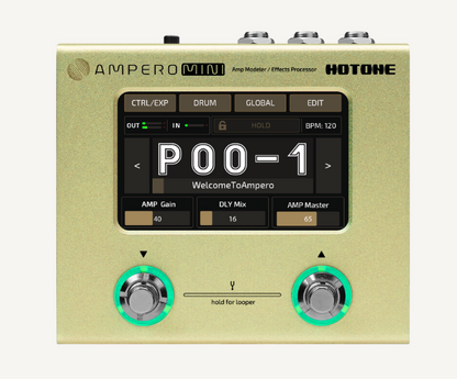 Hotone Ampero Mini Guitar Amp Modeler & Effects Processor Pedal, Marigold - CBN Music Warehouse