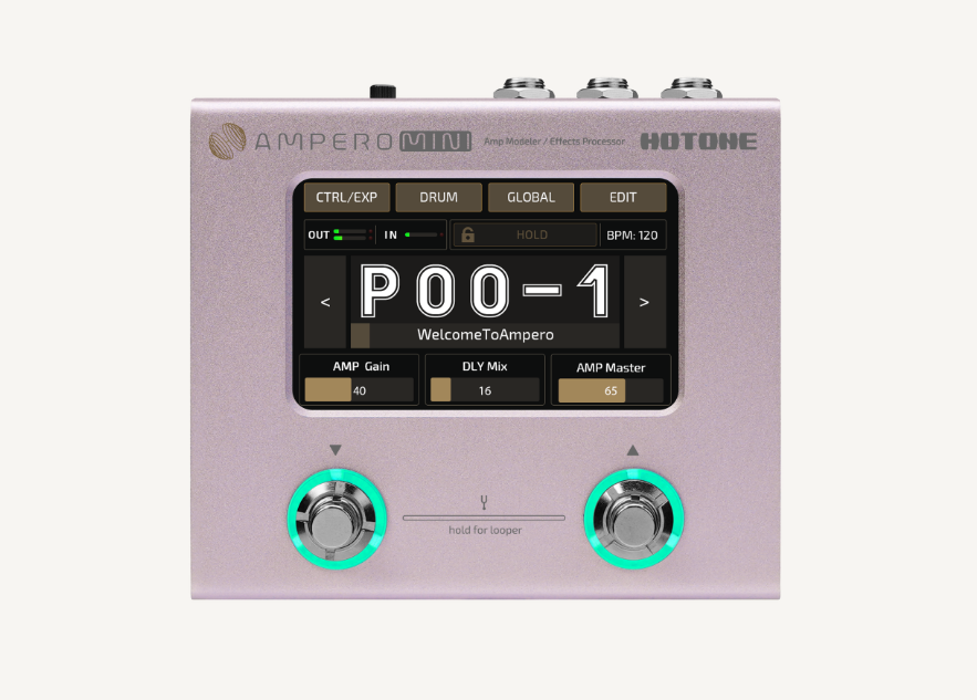 Hotone Ampero Mini Guitar Amp Modeler & Effects Processor Pedal, Purple Taro