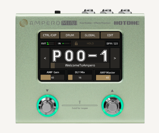 Hotone Ampero Mini Guitar Amp Modeler & Effects Processor Pedal, Matcha - CBN Music Warehouse