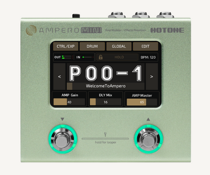 Hotone Ampero Mini Guitar Amp Modeler & Effects Processor Pedal, Matcha - CBN Music Warehouse