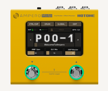 Hotone Ampero Mini Guitar Amp Modeler & Effects Processor Pedal, Mustard - CBN Music Warehouse