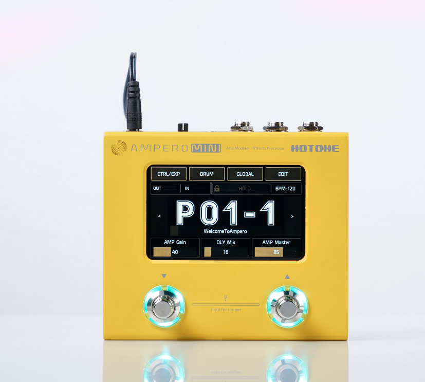 Hotone Ampero Mini Guitar Amp Modeler & Effects Processor Pedal, Mustard - CBN Music Warehouse
