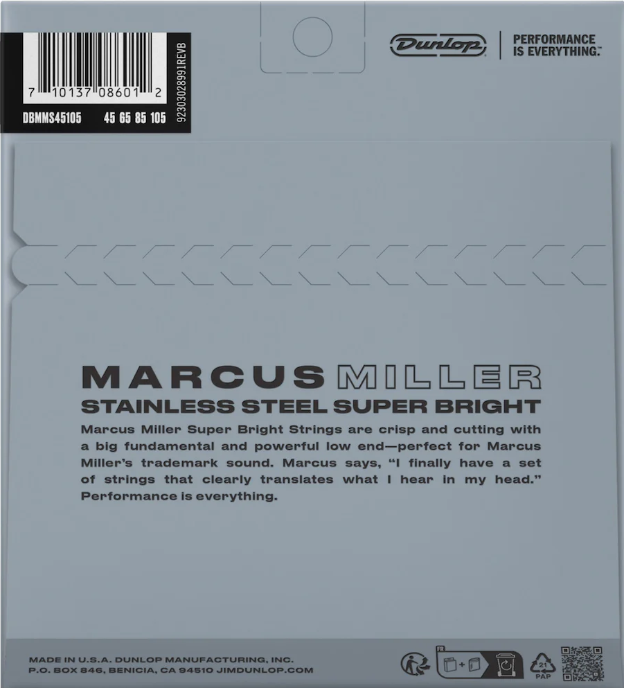 Dunlop DBMMS45105 Marcus Miller Signature Super Bright Long Scale Stainless Bass Strings .045 -.105 - CBN Music Warehouse