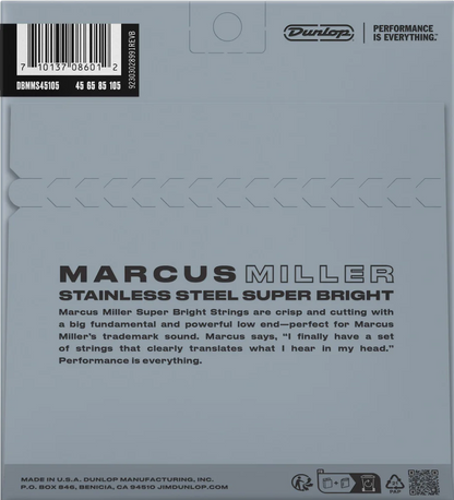 Dunlop DBMMS45105 Marcus Miller Signature Super Bright Long Scale Stainless Bass Strings .045 -.105 - CBN Music Warehouse