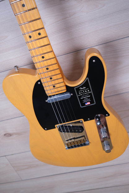Fender American Ultra Luxe Vintage '50s Telecaster Electric Guitar, Butterscotch Blonde #8788