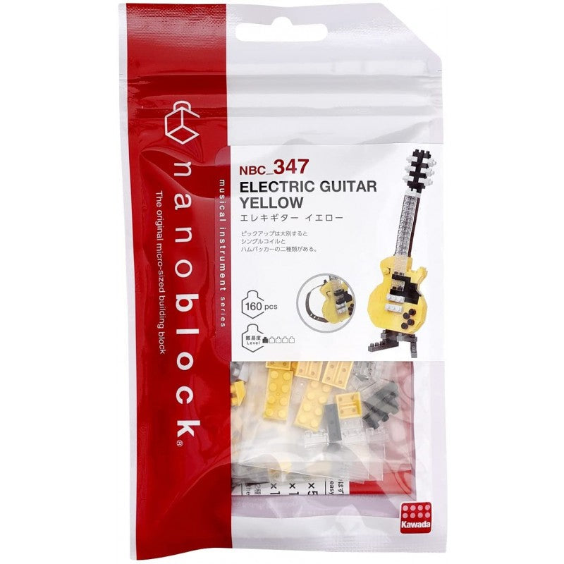 Nanoblock - Miniature Electric Guitar Yellow, Collection Series Building Block Kit - CBN Music Warehouse