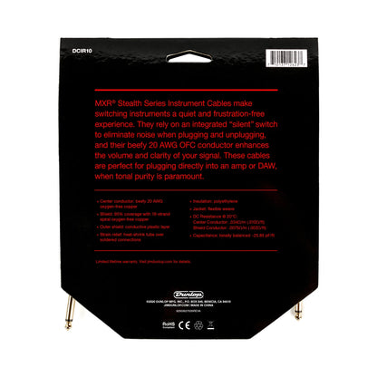 Dunlop MXR DCIR10 Stealth Series Instrument Cable 10 foot Straight-Straight - CBN Music Warehouse