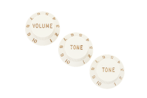 Fender Stratocaster Replacement Knobs, Parchment (Volume, Tone, Tone) - CBN Music Warehouse