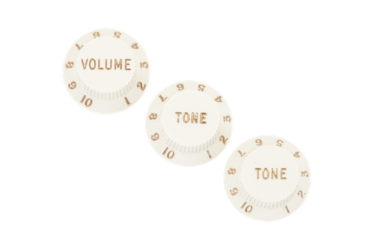 Fender Stratocaster Replacement Knobs, Parchment (Volume, Tone, Tone) - CBN Music Warehouse