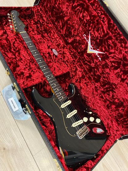 Fender Custom Shop Limited Edition Dual-Mag II Strat Relic Electric Guitar - Aged Black Over 3 Color Sunburst - CBN Music Warehouse