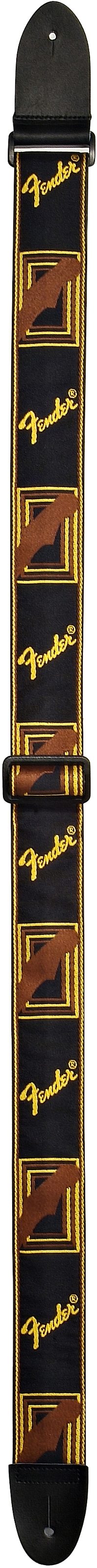 Fender Monogram Guitar Strap, Black, Yellow, and Brown - CBN Music Warehouse