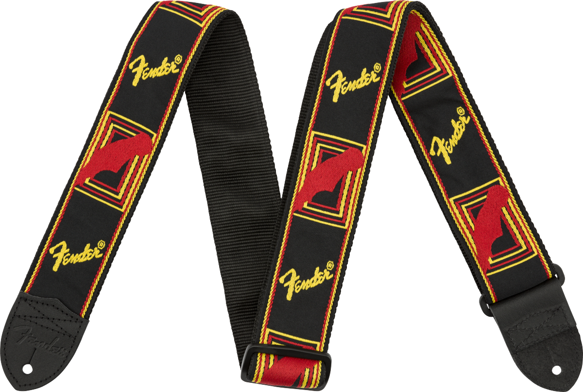 Fender 2" Monogrammed Guitar Strap - Black/Yellow/Red - CBN Music Warehouse