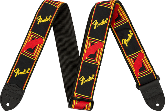 Fender 2" Monogrammed Guitar Strap - Black/Yellow/Red - CBN Music Warehouse