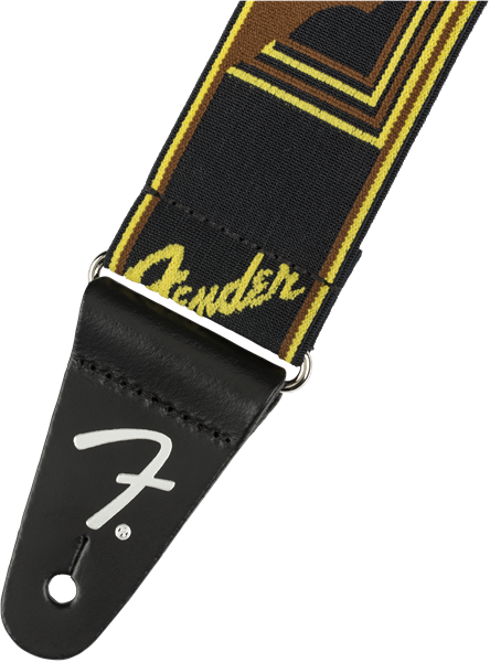 Fender Weighless Monogram Guitar Strap - Black / Yellow/ Brown
