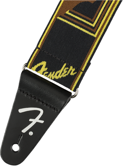 Fender Weighless Monogram Guitar Strap - Black / Yellow/ Brown