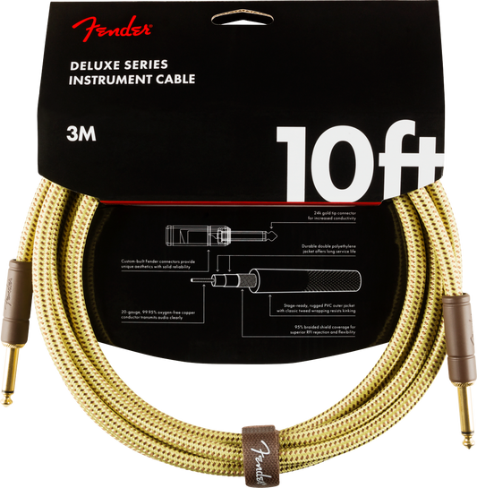Fender Deluxe Series Instrument Cable, Straight/Straight 10 foot Tweed - CBN Music Warehouse