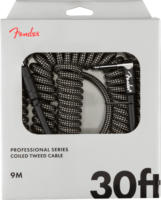 Fender Professional Series Coil Cable, 30', Gray Tweed