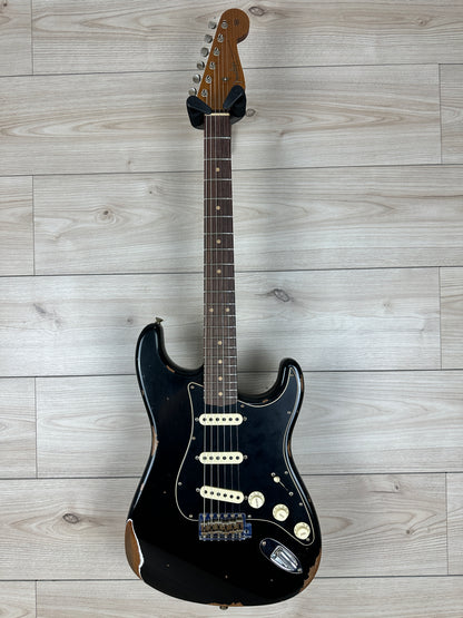 Fender Custom Shop Black Roasted Dual-Mag Strat Relic - Aged Black - CBN Music Warehouse