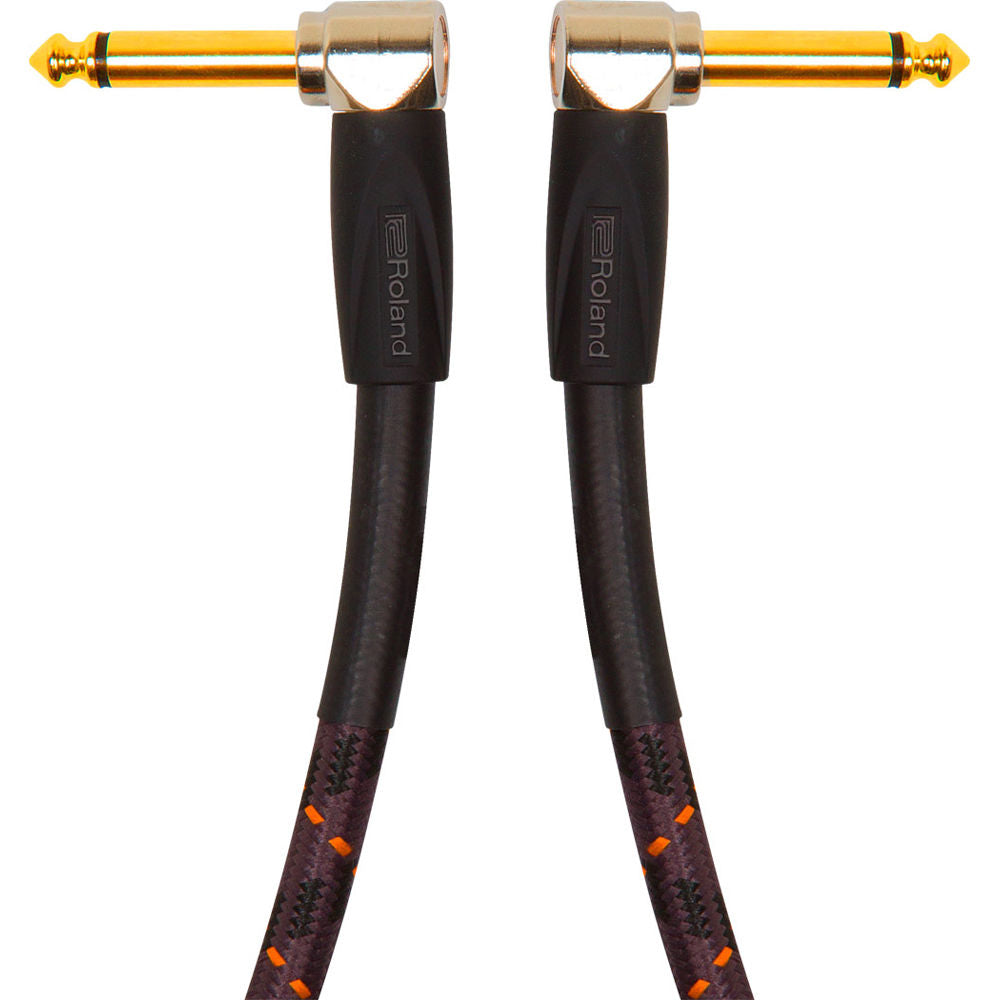 Roland 1ft Instrument Cable, Angled/Angled 1/4" jack, Gold series (RIC-G1AA) - CBN Music Warehouse