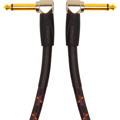 Roland 1ft Instrument Cable, Angled/Angled 1/4" jack, Gold series (RIC-G1AA) - CBN Music Warehouse