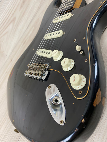 Fender Custom Shop Limited Edition Dual-Mag II Strat Relic Electric Guitar - Aged Black Over 3 Color Sunburst - CBN Music Warehouse