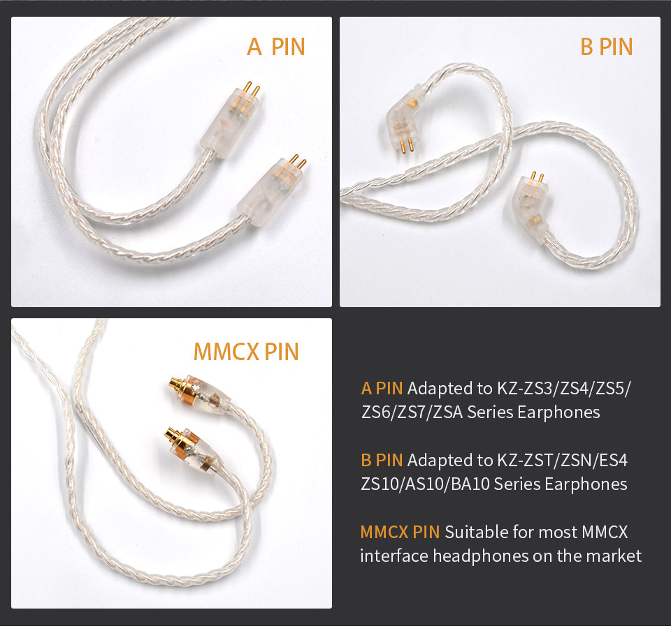 KZ Lightning Cable Plug compatible with apple devices - Replacement cable Type "C" for KZ In-Ear Compatible models