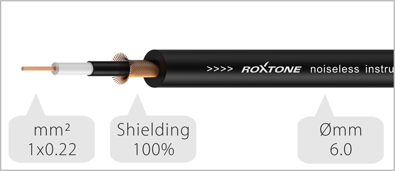 Roxtone SGJJ100 Straight to Straight Instrument Cable - 10 foot