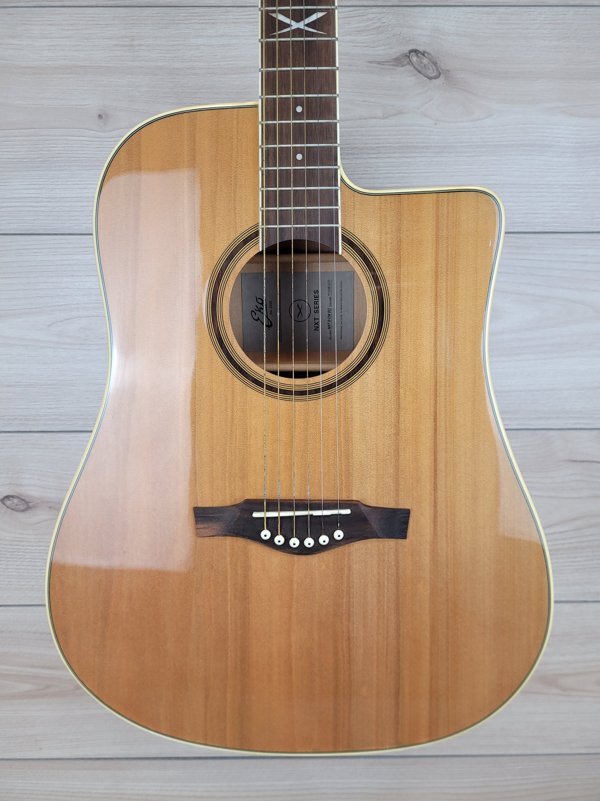 EKO Next Series Dreadnought Cutaway Acoustic Electric Guitar - Natural - CBN Music Warehouse