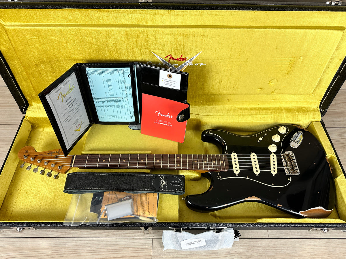 Fender Custom Shop Black Roasted Dual-Mag Strat Relic - Aged Black - CBN Music Warehouse
