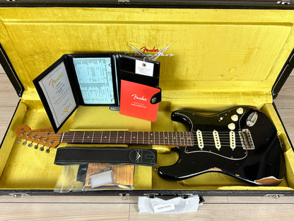 Fender Custom Shop Black Roasted Dual-Mag Strat Relic - Aged Black - CBN Music Warehouse