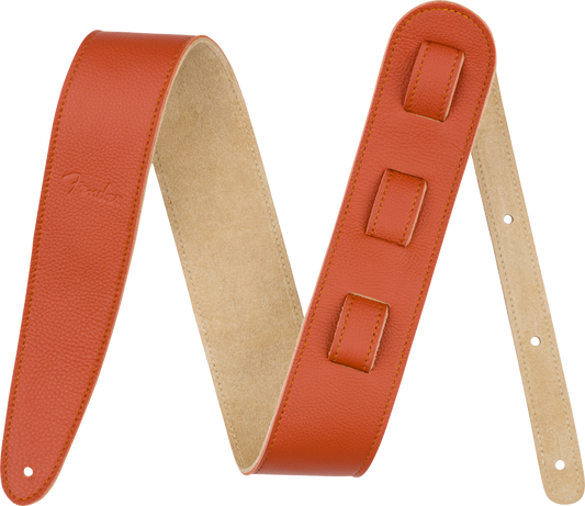 Fender Limited Leather Strap, Tangerine - CBN Music Warehouse