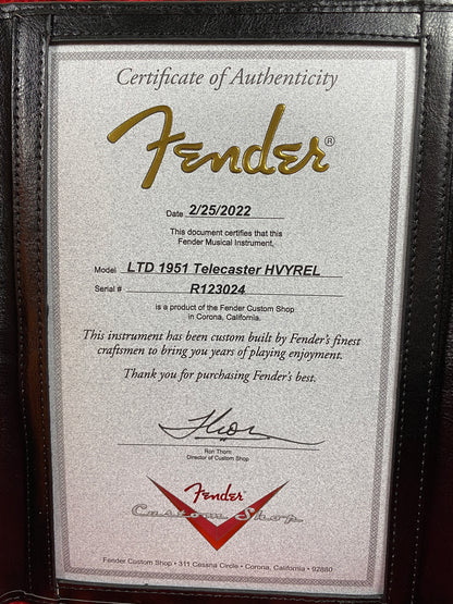 Fender Custom Shop Limited Edition '51 Telecaster Heavy Relic Maple Fingerboard Aged Nocaster Blonde - CBN Music Warehouse