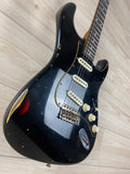 Fender Custom Shop Limited Edition Dual-Mag II Strat Relic Electric Guitar - Aged Black Over 3 Color Sunburst - CBN Music Warehouse