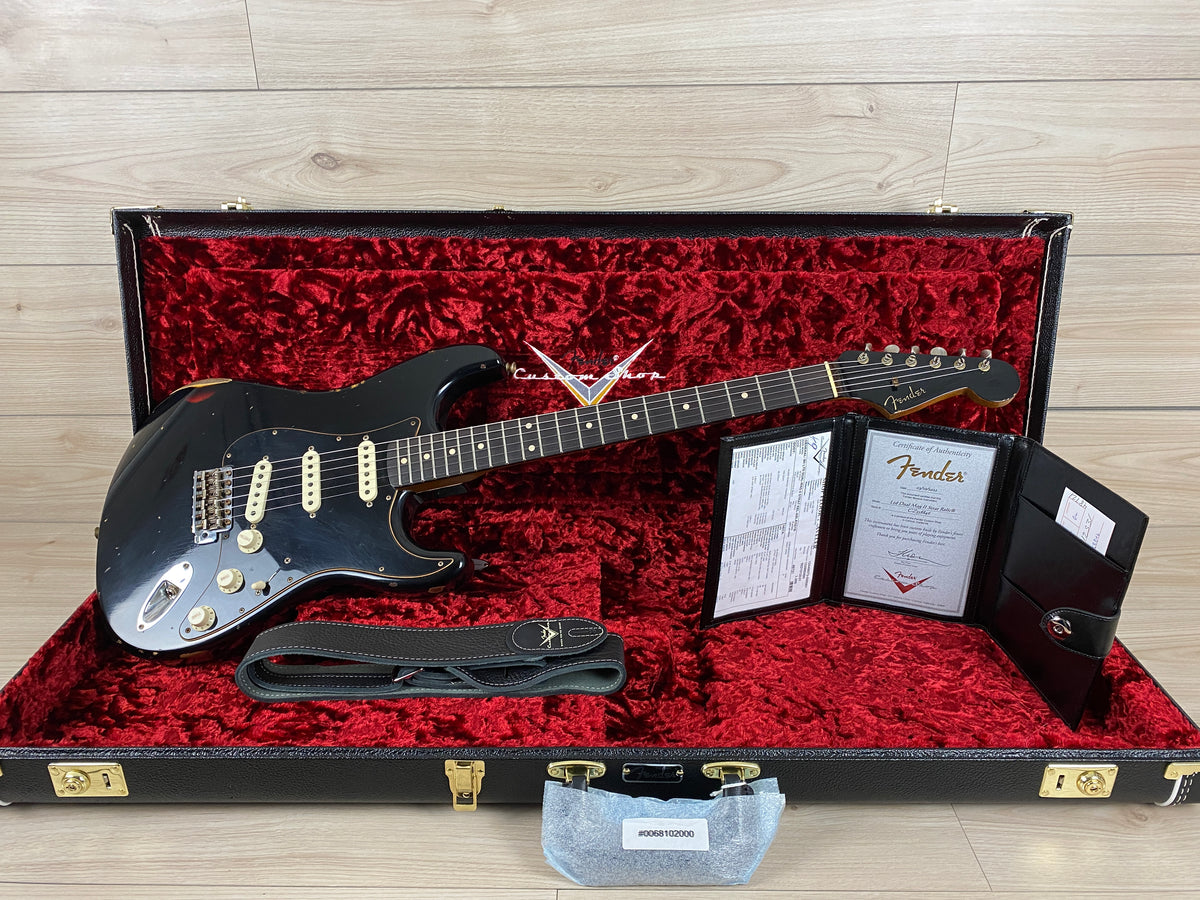 Fender Custom Shop Limited Edition Dual-Mag II Strat Relic Electric Guitar - Aged Black Over 3 Color Sunburst - CBN Music Warehouse