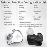 KZ DQ6 In Ear Earbuds HiFi Bass Earphone with Detachable Tangle-Free Cable 2Pin (No Mic, Gray)