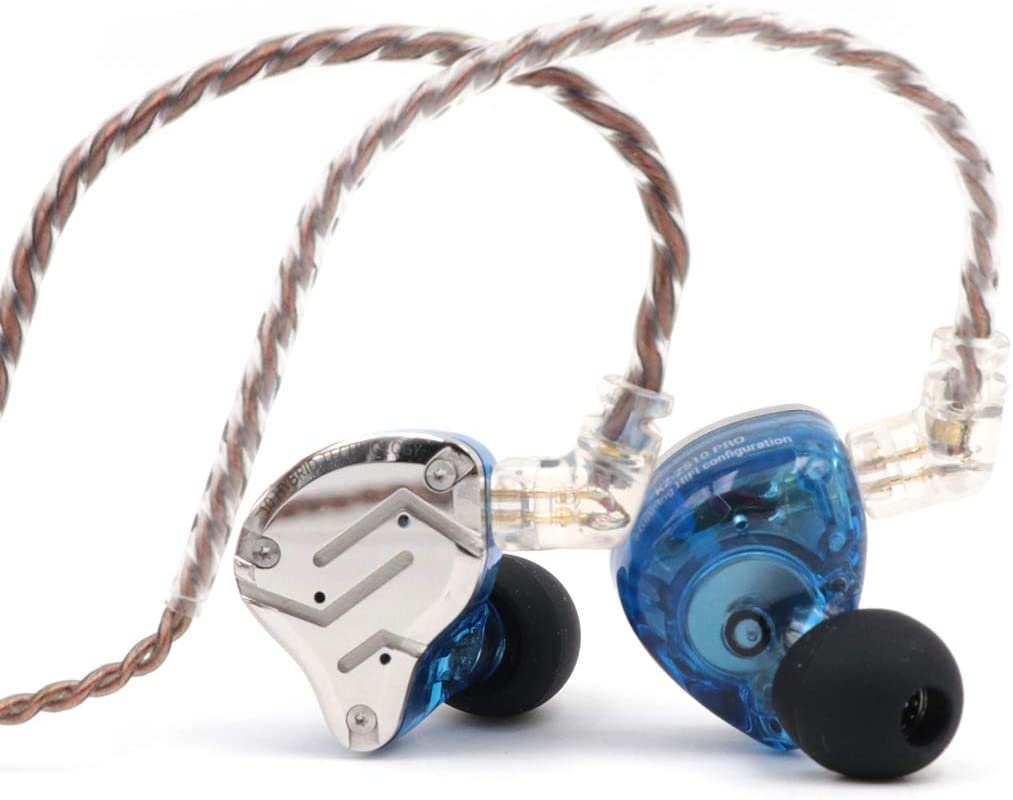 KZ ZS10 Pro Bundle - Includes KZ in-Ear HiFi Metal Earphones (No Mic, Blue), 1 - KZ EVA Case and 1 - KZ Foam tips - CBN Music Warehouse