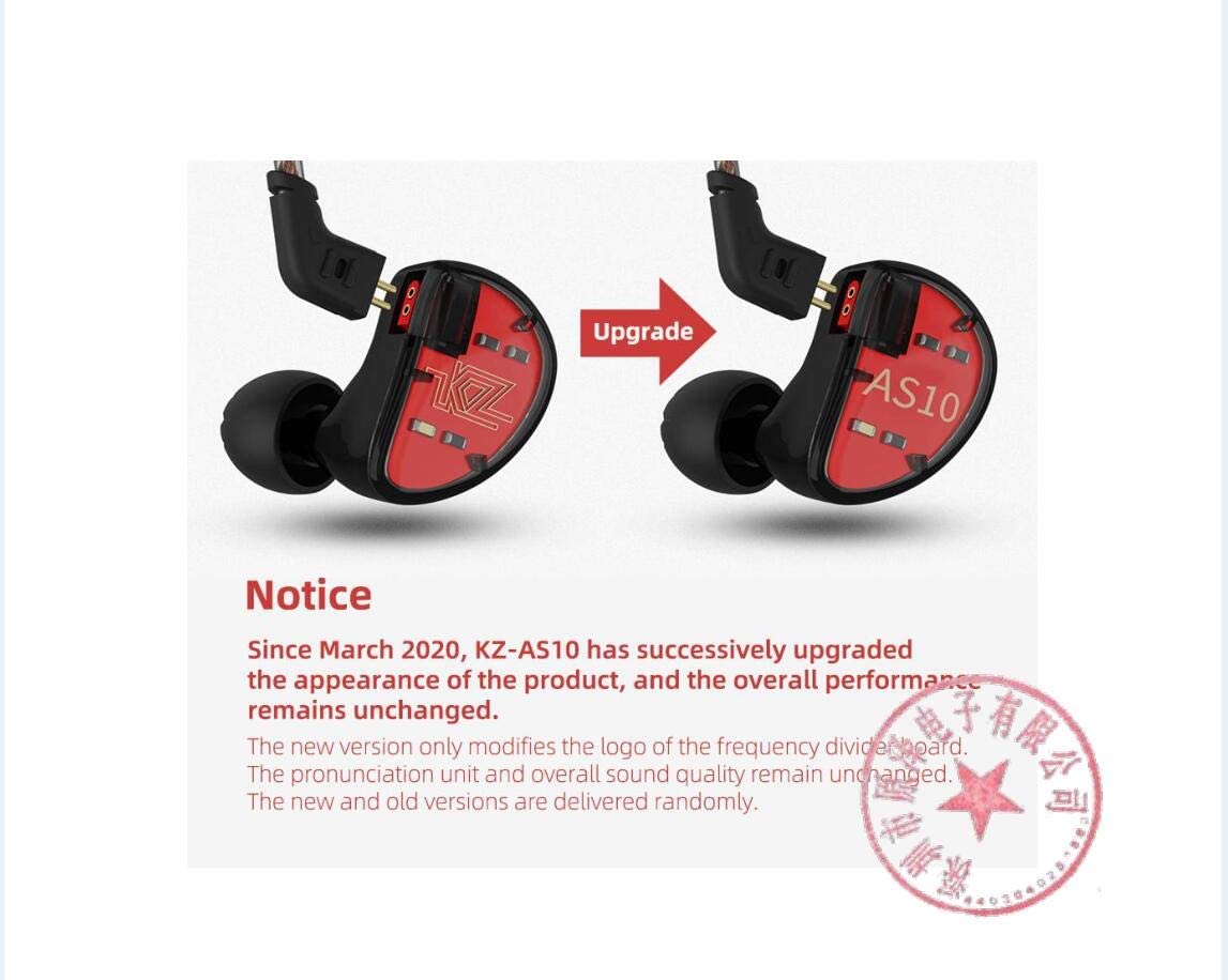 KZ AS10 IEM 5 Balanced Armature Driver Earphone, Stereo HiFi in Ear Monitor Headphone Musician Headset (No Microphone, Black) - CBN Music Warehouse