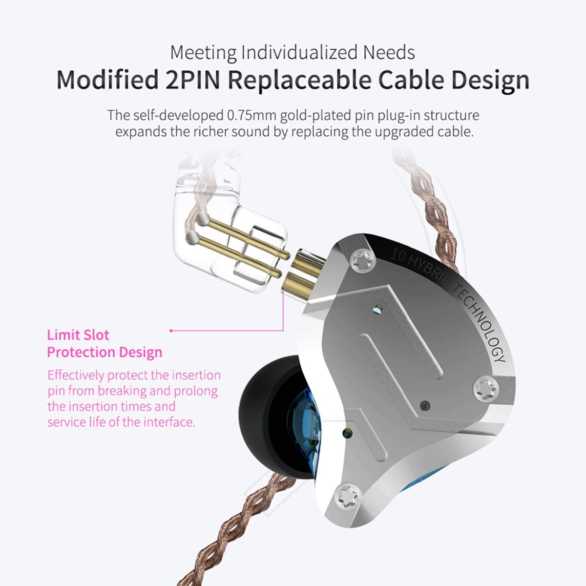 KZ ZS10 Pro Bundle - Includes KZ in-Ear HiFi Metal Earphones (No Mic, Blue), 1 - KZ EVA Case and 1 - KZ Foam tips - CBN Music Warehouse