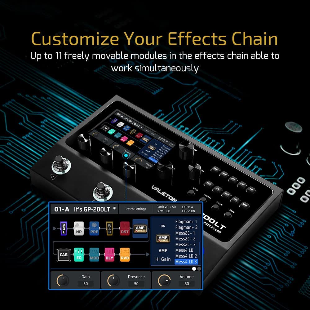 Valeton GP-200LT Multi-Effect Pedal for Electric Guitar - CBN Music Warehouse