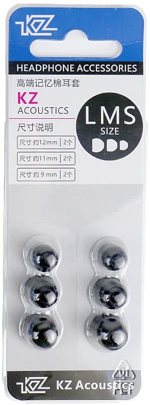 KZ Noise Isolation Memory Foam Ear tips - 3 Pairs L M S Size Replacement Earbuds for KZ In-Ear Earphones - Black - CBN Music Warehouse