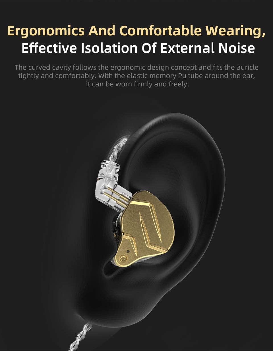 KZ ZSN PRO X Dual Driver 1BA+1DD Hybrid Metal In-Ear Monitor Earbuds - No Mic, Gold - CBN Music Warehouse