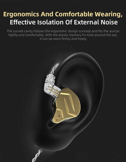 KZ ZSN PRO X Dual Driver 1BA+1DD Hybrid Metal In-Ear Monitor Earbuds - No Mic, Gold - CBN Music Warehouse