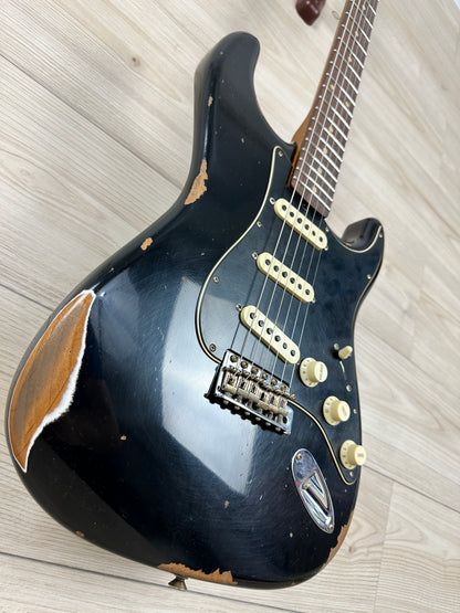 Fender Custom Shop Black Roasted Dual-Mag Strat Relic - Aged Black - CBN Music Warehouse