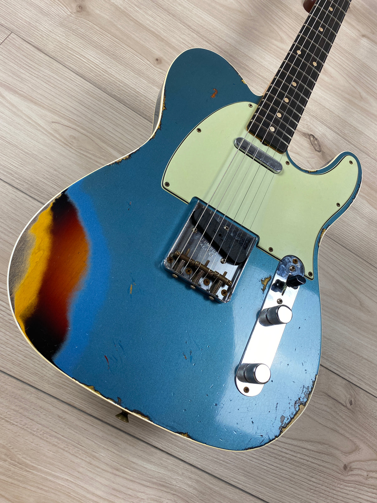 Fender Custom Shop 1960 Telecaster Custom Relic Electric Guitar Aged Lake Placid Blue over 3-Color Sunburst