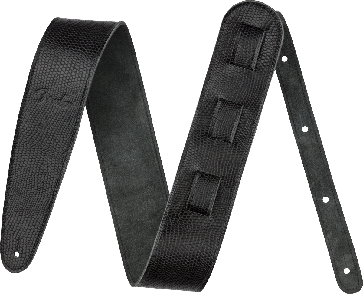 Fender Limited Leather Guitar Strap, Lizard (Black)