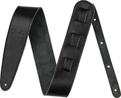Fender Limited Leather Guitar Strap, Lizard (Black)