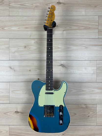 Fender Custom Shop 1960 Telecaster Custom Relic Electric Guitar Aged Lake Placid Blue over 3-Color Sunburst