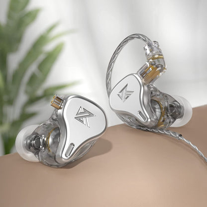KZ DQ6 In Ear Earbuds HiFi Bass Earphone with Detachable Tangle-Free Cable 2Pin (No Mic, Gray)